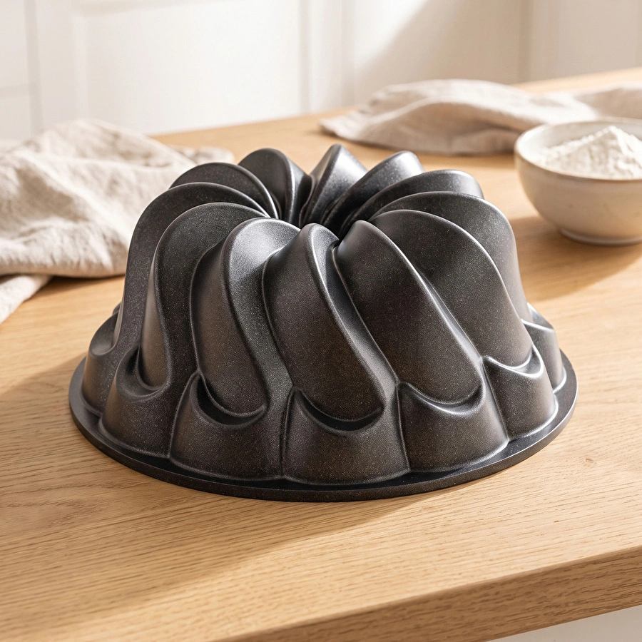 Emsan Black Shiny Flora Döküm Kek Kalıbı 22 cm