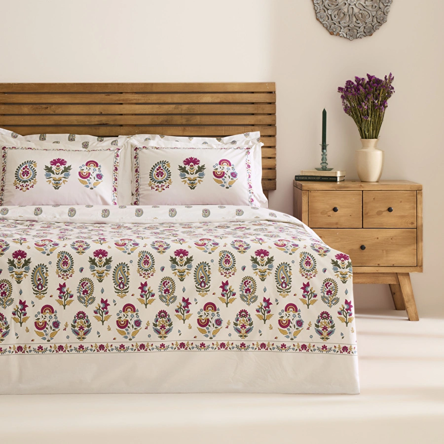 Karaca Home Elvaris %100 Pamuk Çift Kişilik Nevresim Takımı Pembe