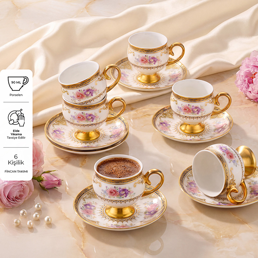 Emsan Demet 6 Kişilik Kahve Fincan Takımı 90 ml