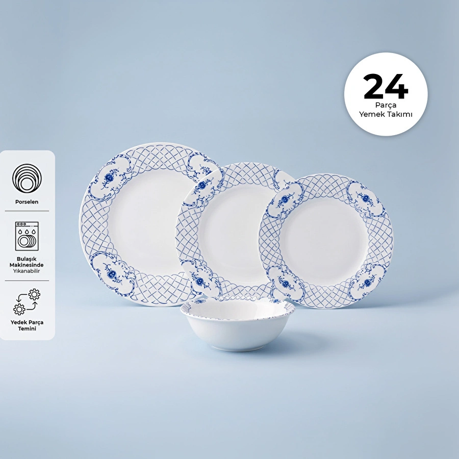 Emsan Gül Porselen 24 Parça 6 Kişilik Yemek Takımı