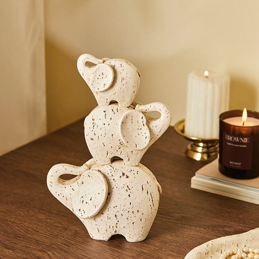 Karaca Home Palvin 3'lü Fil Biblo 18x8x7 cm