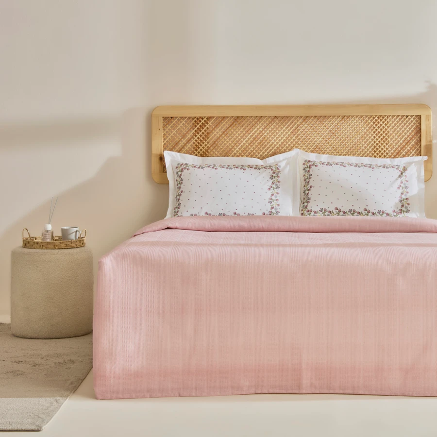 Karaca Home Roshell %100 Pamuk Tek Kişilik Pike Takımı Pudra