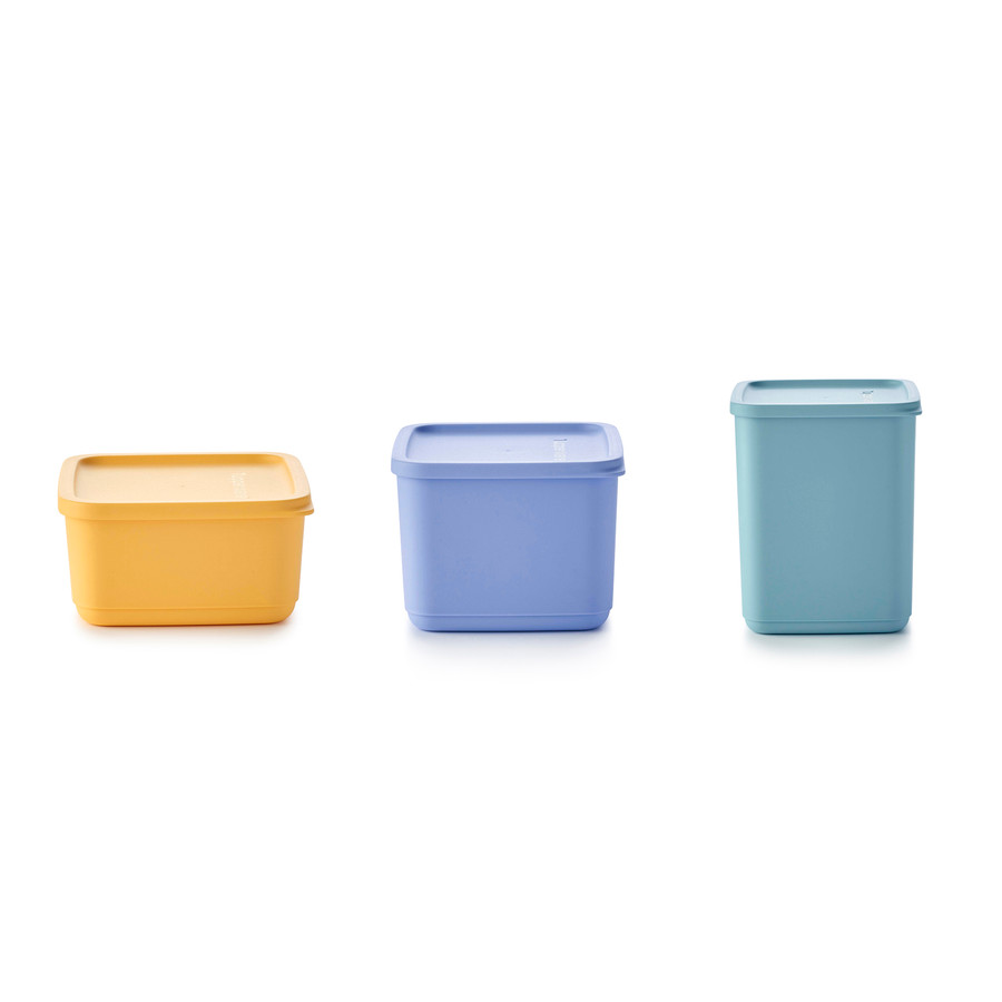 Tupperware 3'lü Kübik Kare Saklama Kabı Seti 650 ML - 1 L - 1,8 L