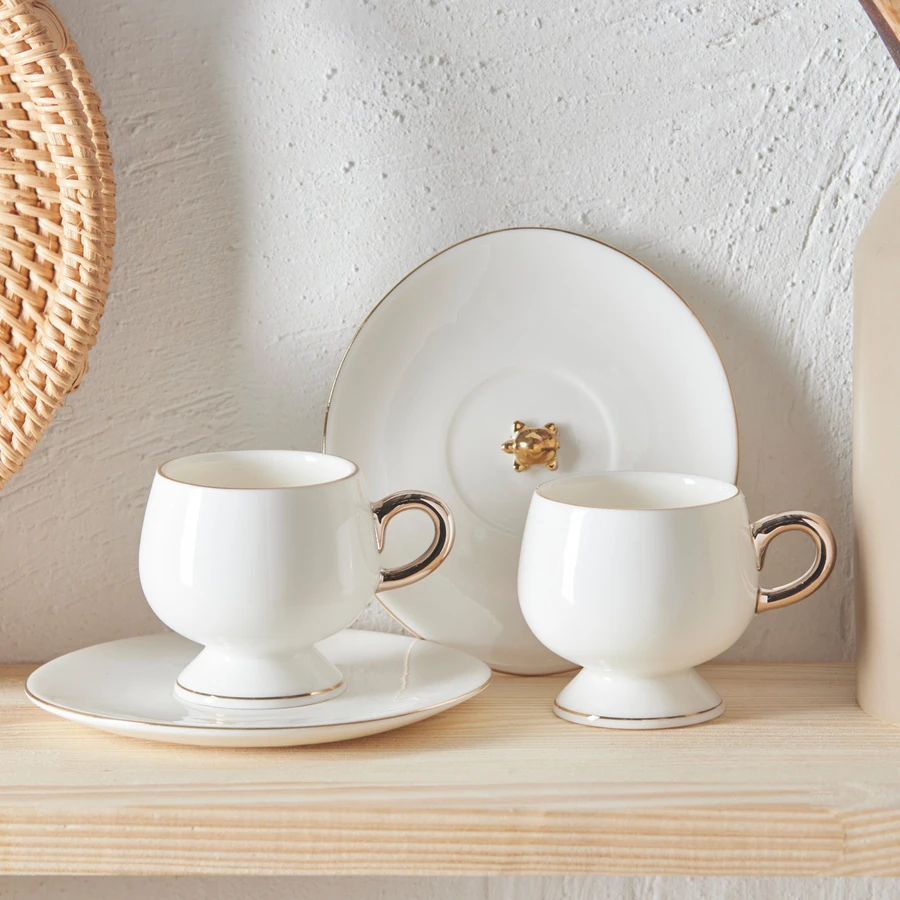 Karaca Hidden Tortoise 2 Kişilik Stoneware Kahve Fincan Takımı 80 ml