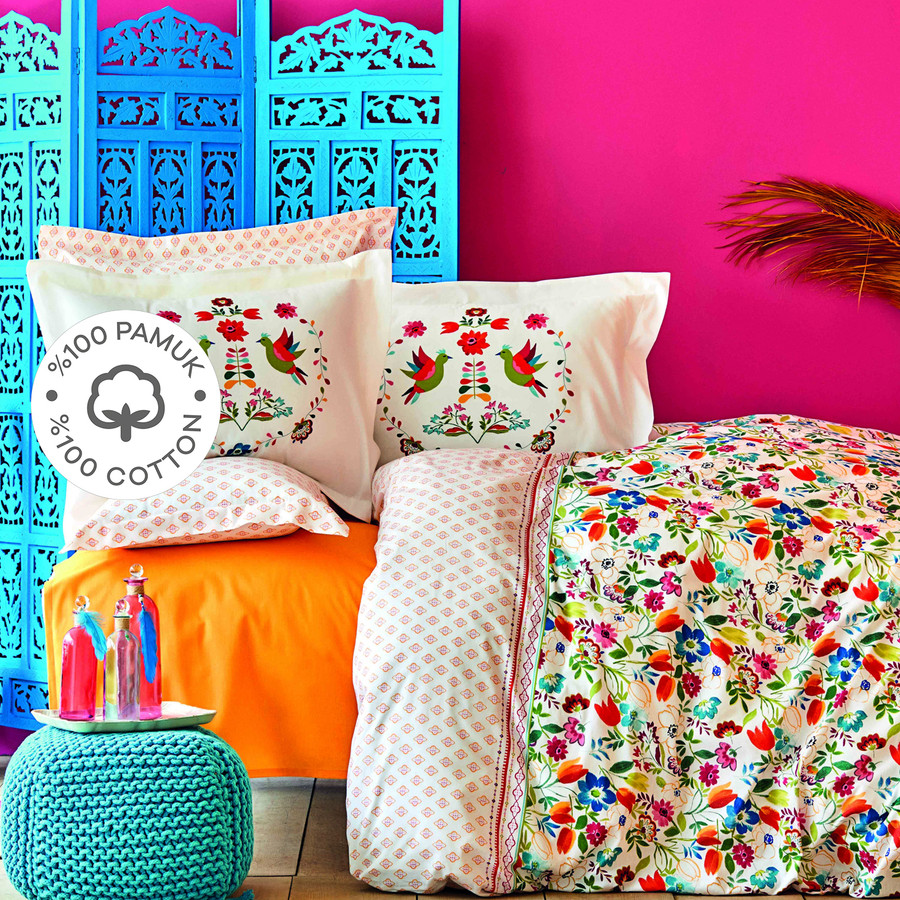 Karaca Home Parlin Fuşya %100 Pamuk King Size Nevresim Takımı