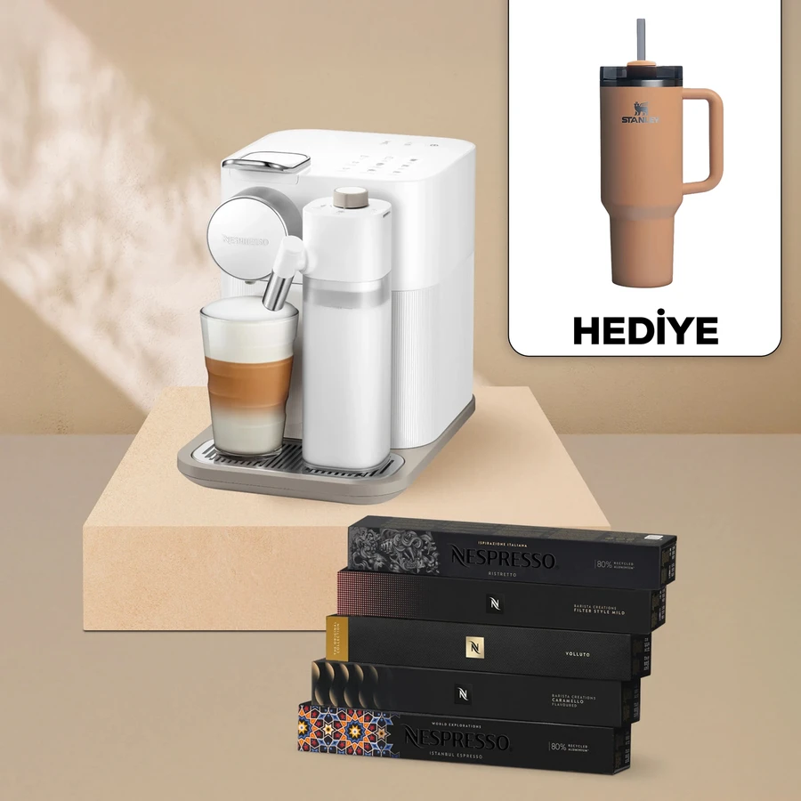 Nespresso F541 Gran Latissima Süt Çözümlü Kahve Makinesi 60 Kapsül Kahve Hediyeli Beyaz