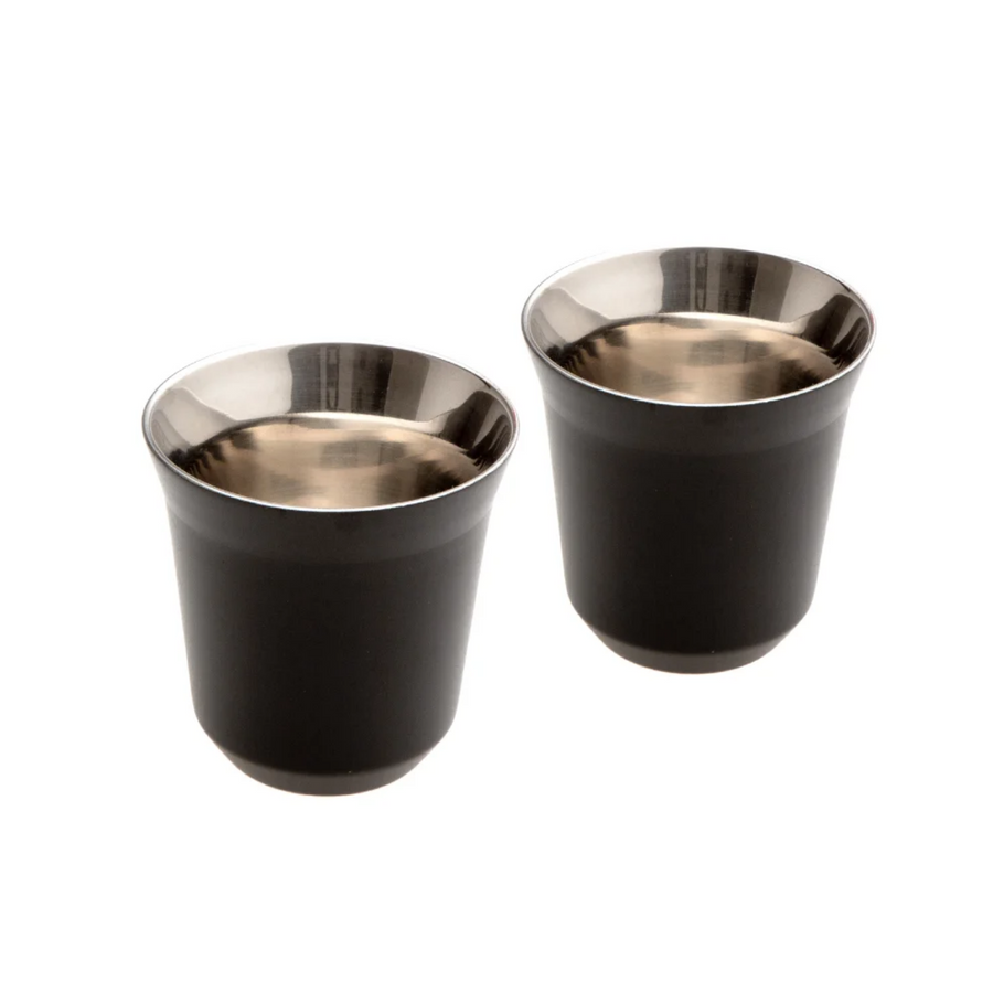 Jumbo Glory 7 Double Wall Termo Çelik 2'li Fincan Siyah 80 ml