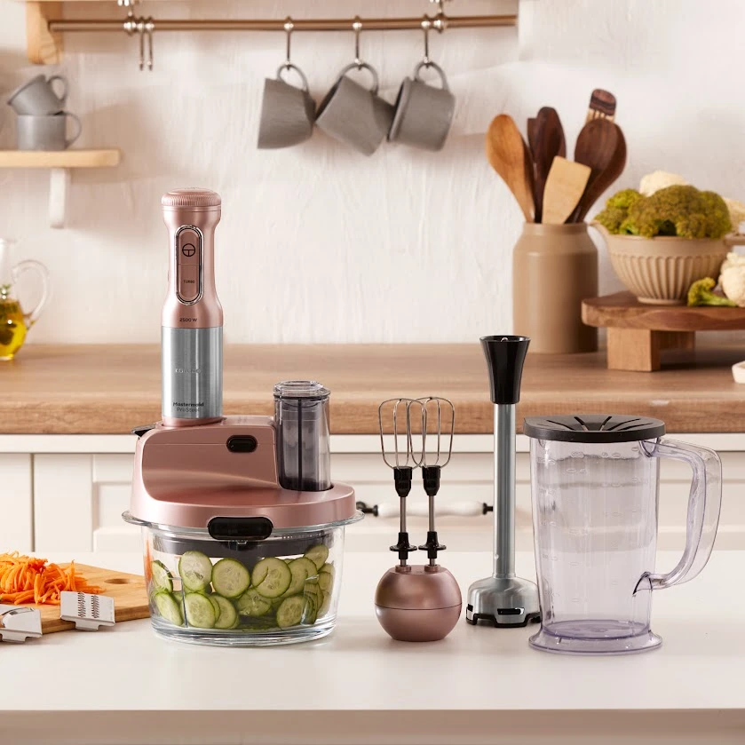 Karaca Mastermaid Prosteel Uzun Blender Ayaklı 6 Bıçaklı Cam Mutfak Robotu 2500W Rosegold