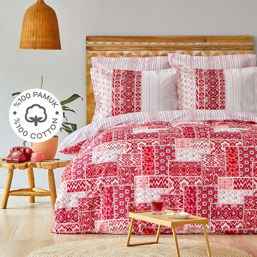 Karaca Home Pietra Kırmızı %100 Pamuk King Size Nevresim Takımı