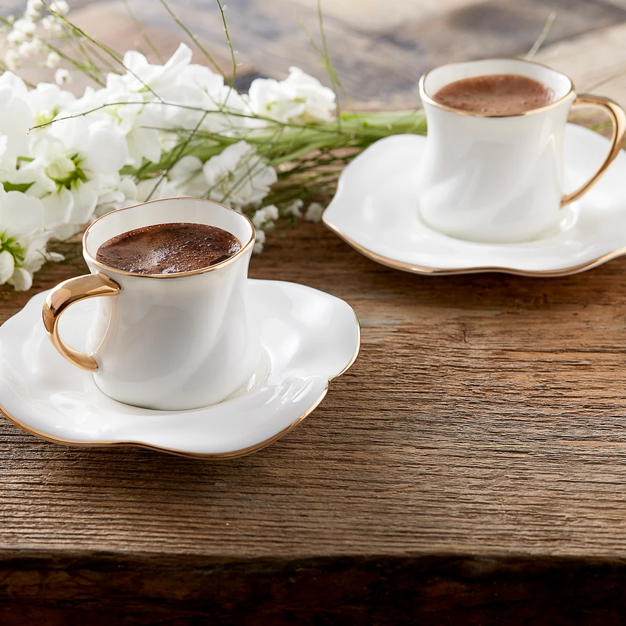 Karaca Tev Beyaz 2 Kişilik Kahve Fincan Takımı Kutulu 90 ml