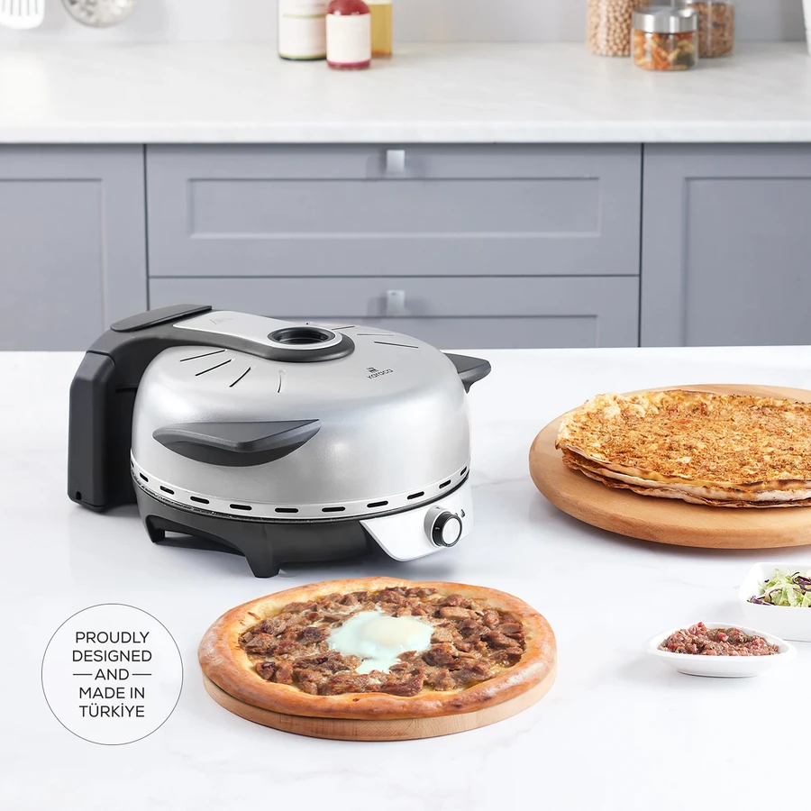 Karaca Gastro 10 in 1 Pizza Lahmacun ve Tandır Ekmeği Makinesi Biodiamond Granit Silver