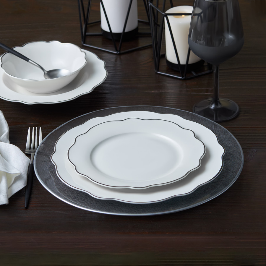 Karaca Daisy Platinum Wave Shape 24 Parça 6 Kişilik Porselen Yemek Takımı