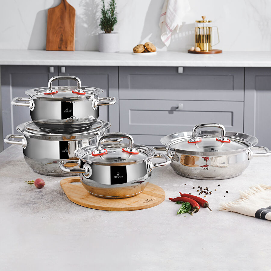 Karaca Osaka PowerSteel Pro 316 Çelik 8 Parça Tencere Seti