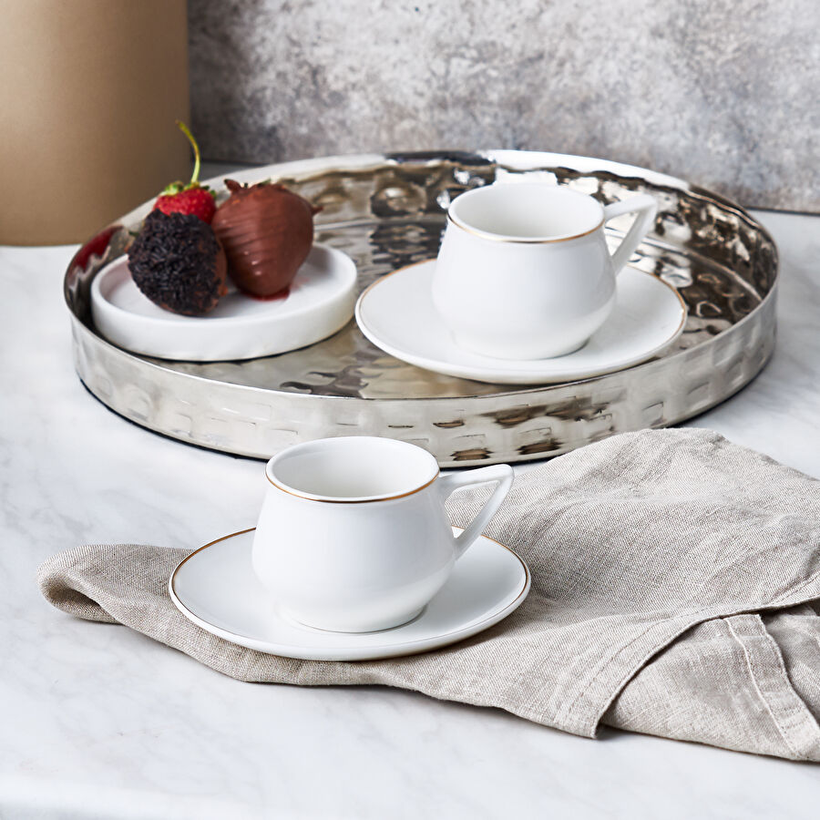 Karaca Nakkaş Beyaz 2 Kişilik Kahve Fincan Takımı 90 ml