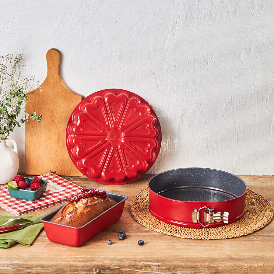 Karaca Teemo New 3 Parça Kek Kalıbı Seti Kırmızı