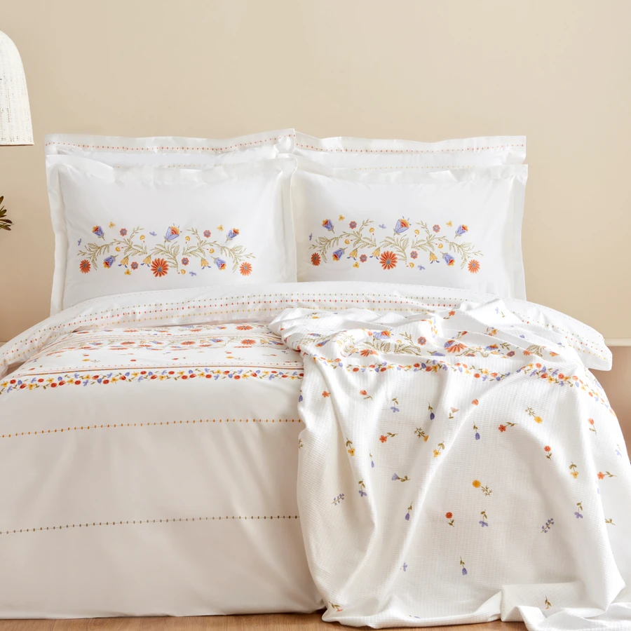 Karaca Home Clarice %100 Pamuk Çift Kişilik Nevresim Pike Takımı Multicolor