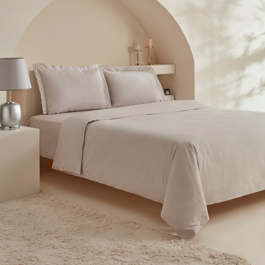 Karaca Home White Collection Ina 80 Tel %100 Pamuk Çift Kişilik Percale Nevresim Takımı Açık Gri