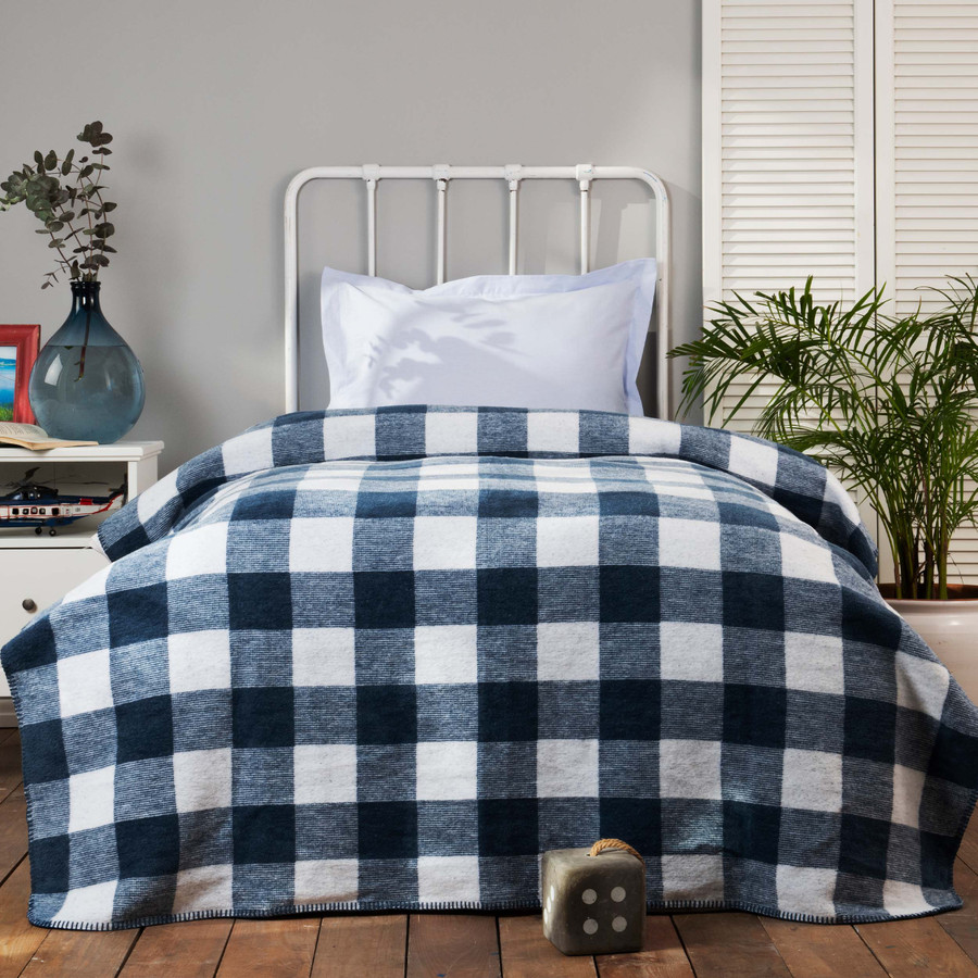 Karaca Home Petit Carre İndigo Tek Kişilik Pamuk Battaniye