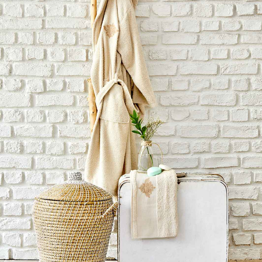 Karaca Home Henry Daily Bej Nakışlı Erkek Bornoz Seti
