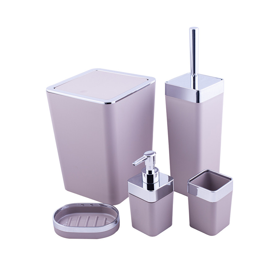 Karaca Home Gri/Gümüş 5 Parça Kare Banyo Seti