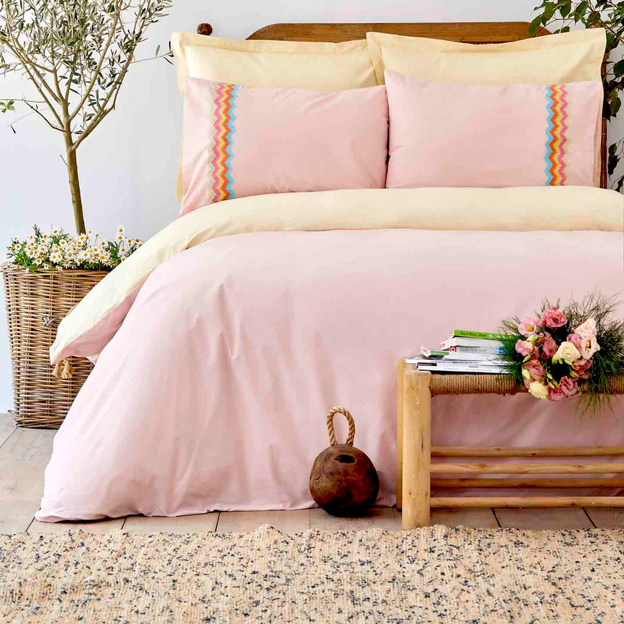 Karaca Home Mood Prime Pembe Nakışlı Çift Kişilik Nevresim Takımı