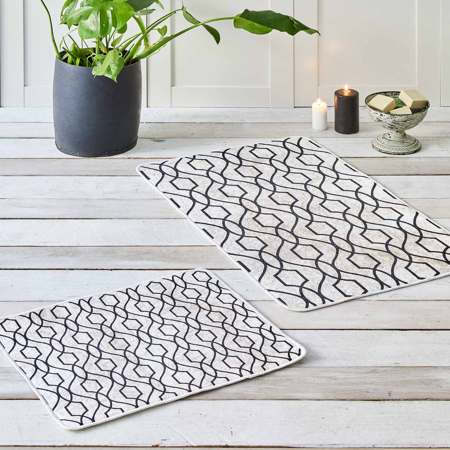 Karaca Home Geometric 2 Parça Baskılı Banyo Halısı