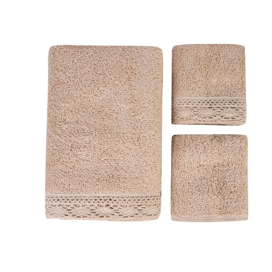 Karaca Home Lola Bej 3lü Kopanakılı Havlu Set