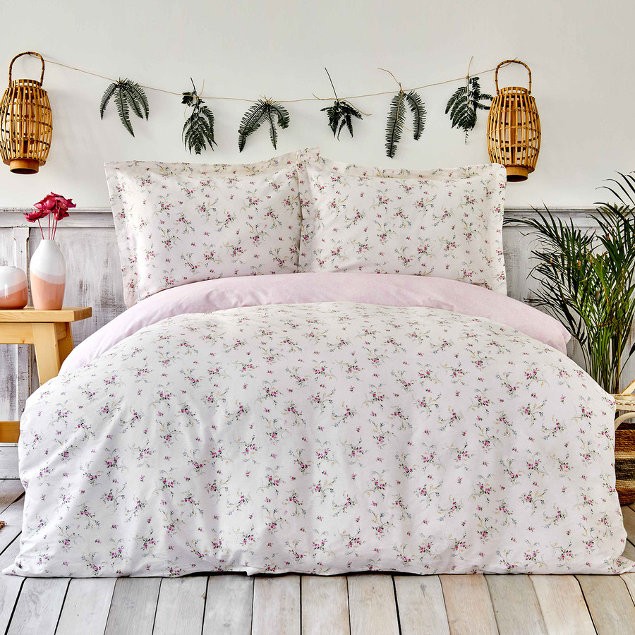 Karaca Home Nelya Pembe Pamuk Tek Kişilik Nevresim Yastık Set