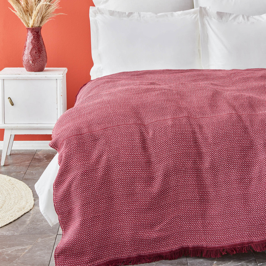 Karaca Home Liora Bordo Çift Kişilik Dört Mevsim Örtü