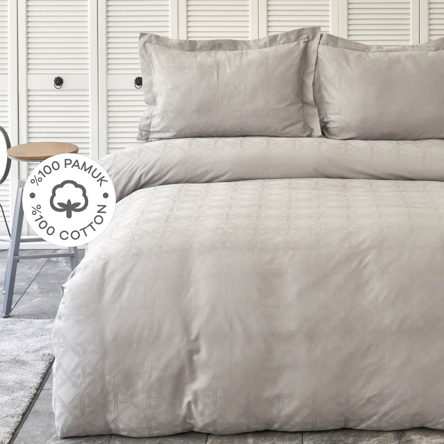 Karaca Home White Colletion Santino Gri %100 Pamuk Çift Kişilik Nevresim Takımı