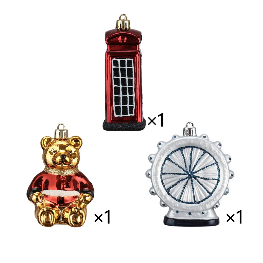 Karaca Home New Year Yılbaşı London Yılbaşı Ağaç Süsü Seti 3'lü