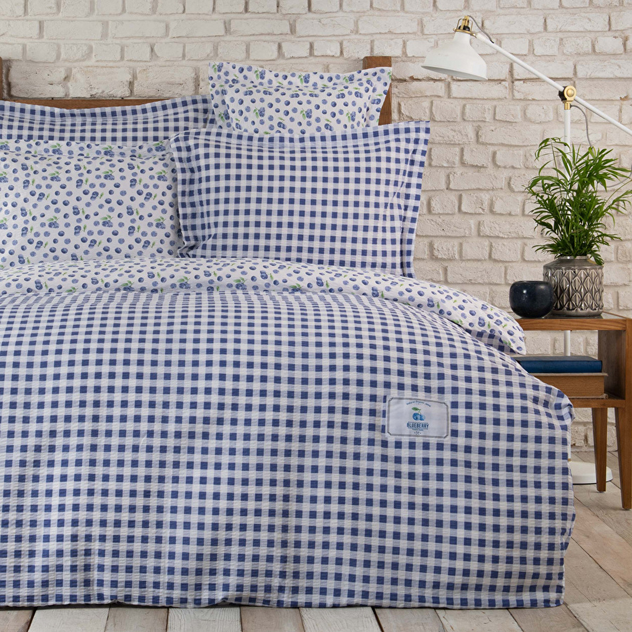 Karaca Home Blueberry Mavi Nonıron Çift Kişilik Nevresim Takımı