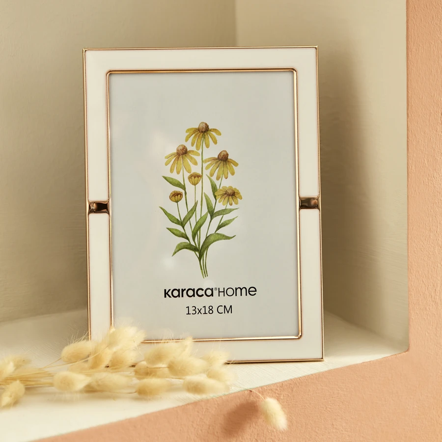 Karaca Home Jovana Fotoğraf Çerçevesi Beyaz/Gold 13x18 cm