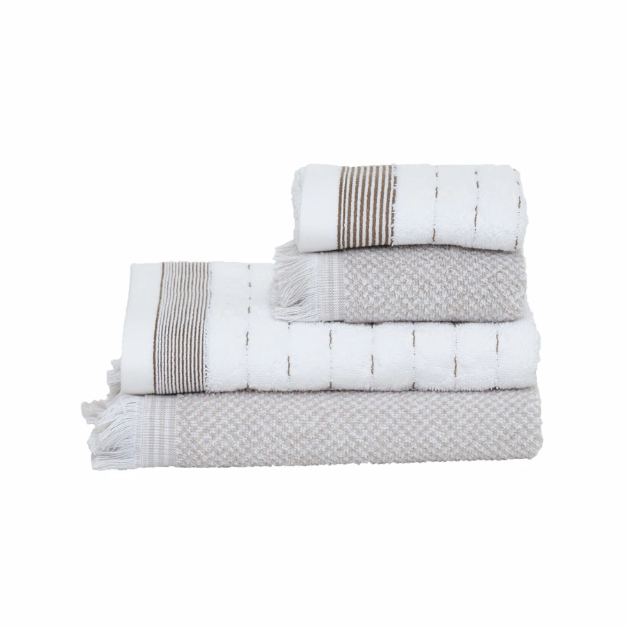 Karaca Home Pastoral Off White Bej %100 Pamuk 4lü Havlu Set