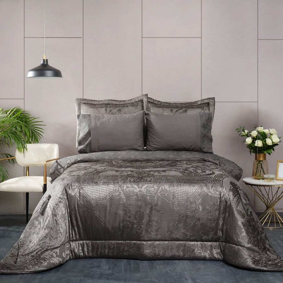 Karaca Home Victoria Antrasit Çift Kişilik 7 Parça Private Düet Set