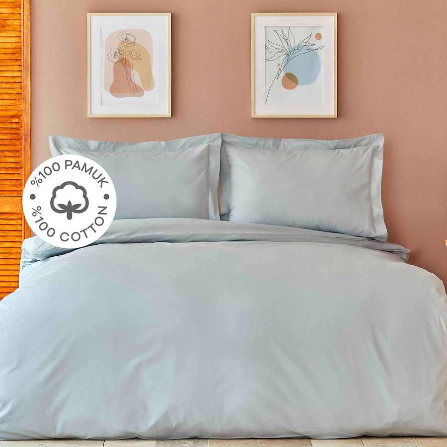 Karaca Home Back to Basic %100 Pamuk King Size Nevresim Takımı Mavi