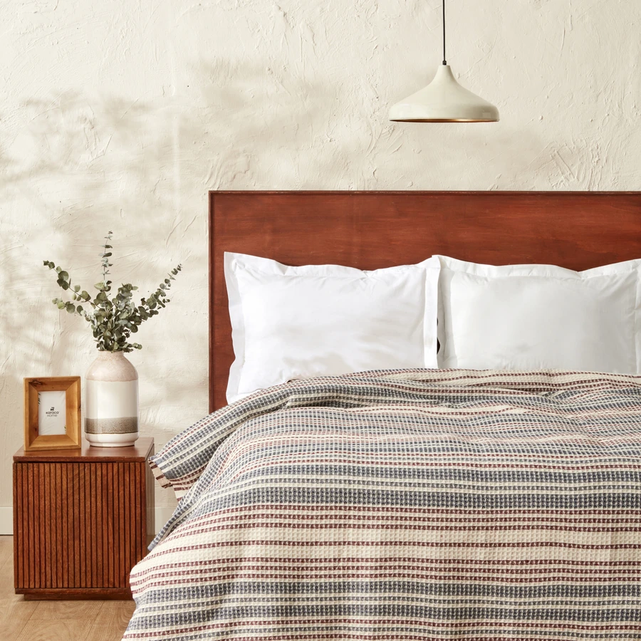 Karaca Home Flow Çizgili Tek Kişilik Waffle Pike 160x230 cm İndigo