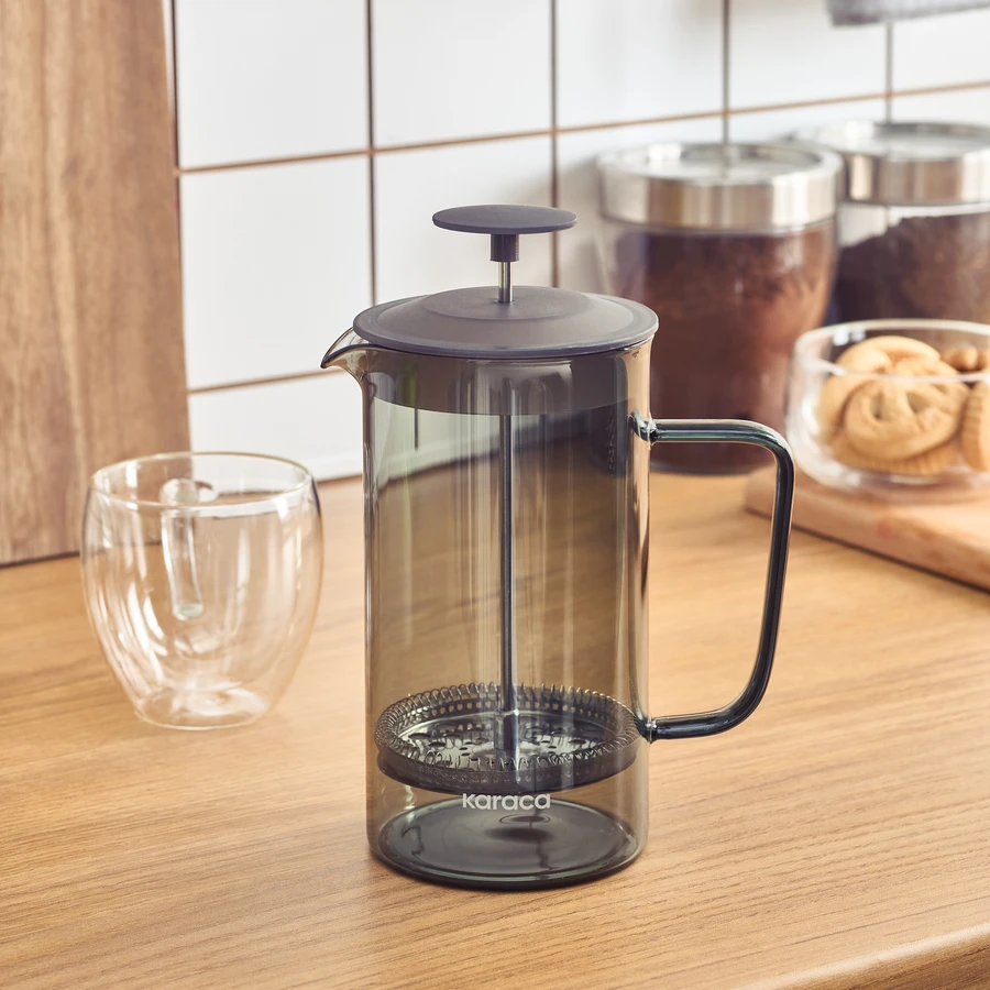 Karaca Valentina Borosilikat Cam French Press 1000 ml Grey