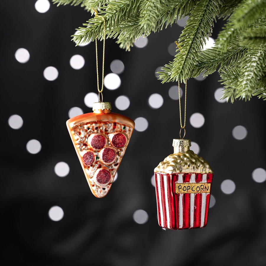 Karaca Home New Year Yılbaşı Popcorn Pizza Ağaç Süsü Seti 2 Parça