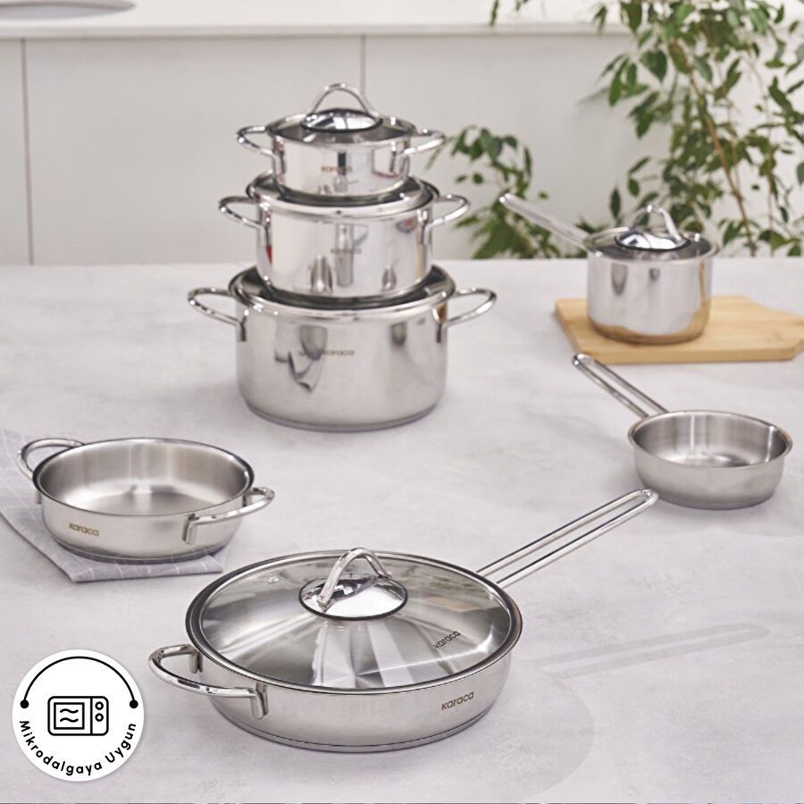 Karaca Ada İndüksiyon Tabanlı 12 Parça Çelik Tencere Seti V2