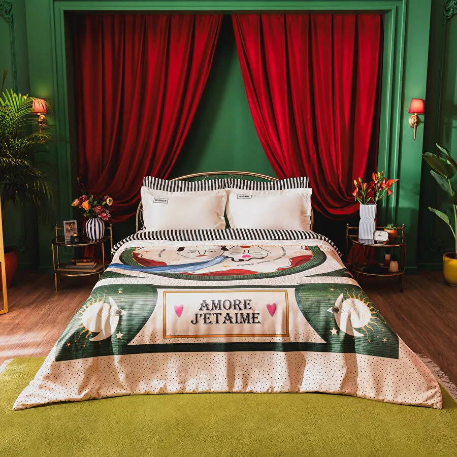 Karaca Home x 2Wins Je t'aime Çift Kişilik Yatak Örtüsü