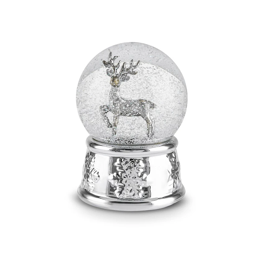 Karaca New Year Yılbaşı Deer Kar Küresi 10x13,6 cm Gümüş