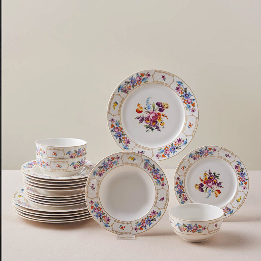 Karaca Forever Bone Gülşah 24 Parça 6 Kişilik Yemek Takımı