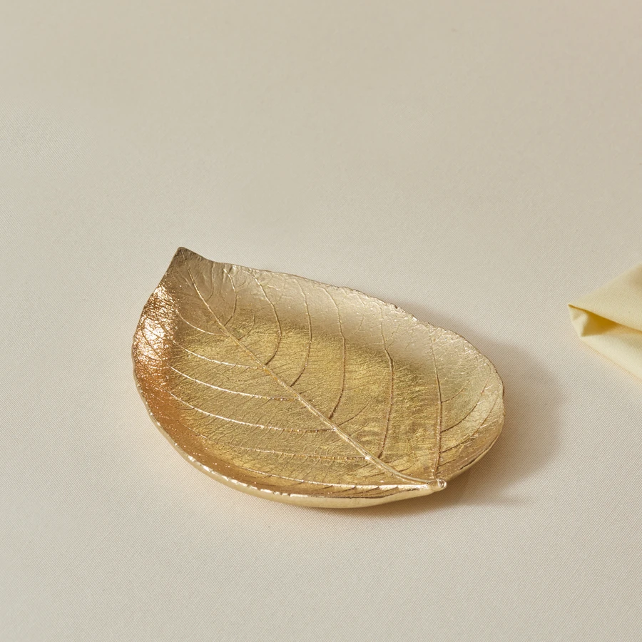 Karaca Leaf Dekoratif Tabak Gold 21x15x2,5 cm