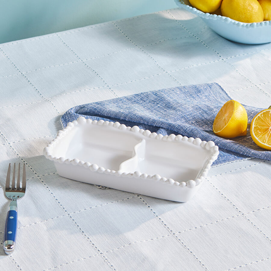 Karaca Perla Melamin Bölmeli Çerezlik Dikdörtgen 23 cm Beyaz