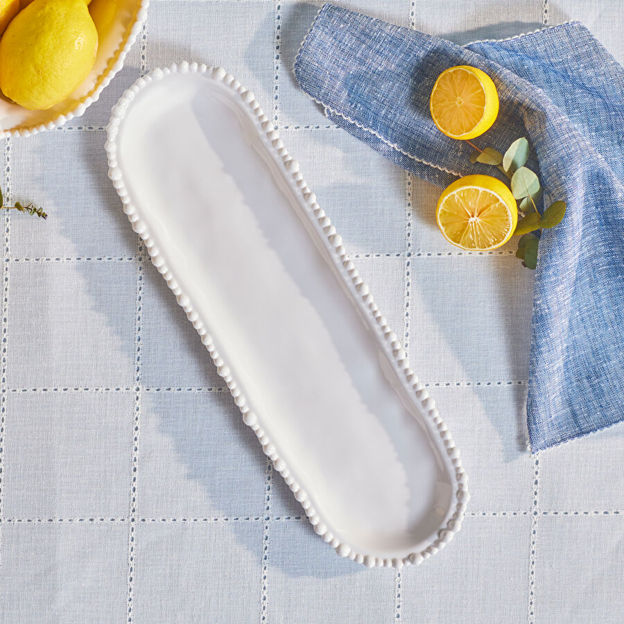 Karaca Perla Melamin Kayık Tabak 44 cm Beyaz