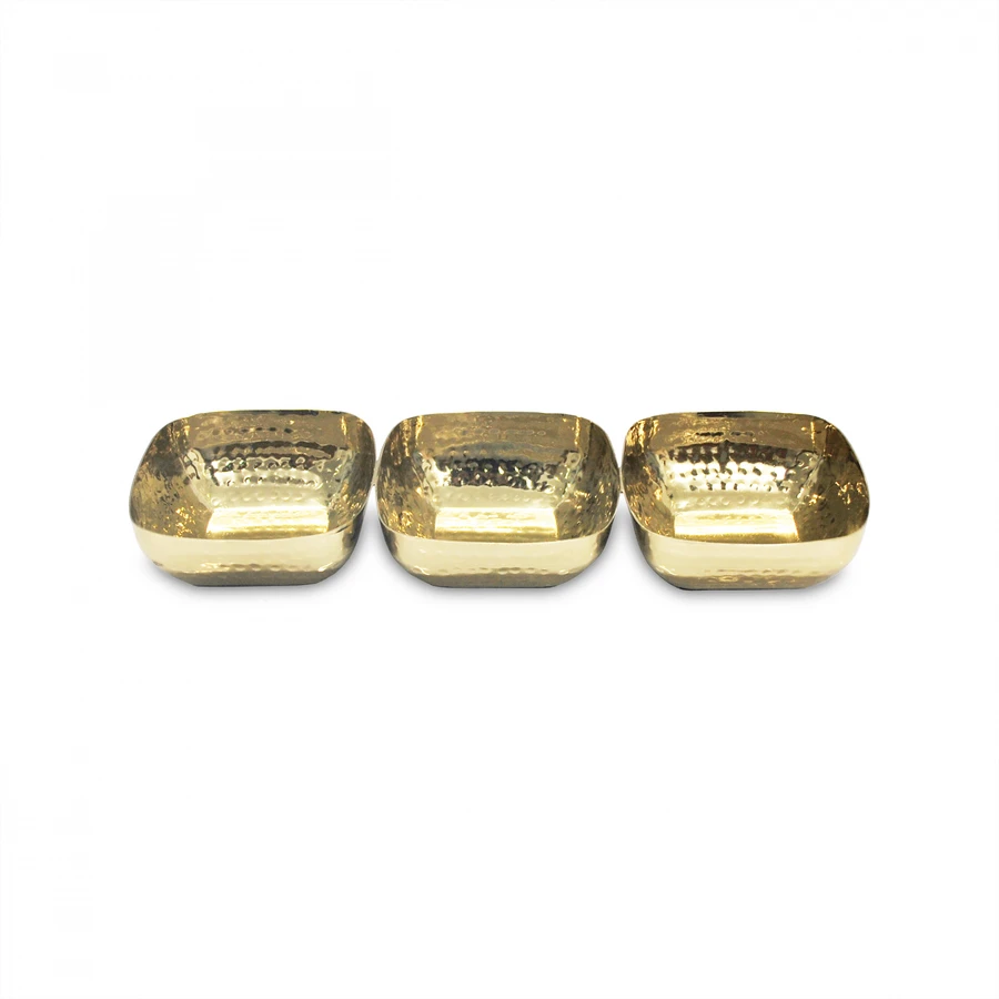 Karaca Loren 3'lü Mini Çerezlik Gold 24,5x8x3,5 cm