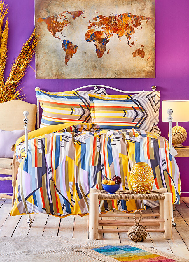 Karaca Home Cherry Sarı Pamuk Çift Kişilik Nevresim Takımı