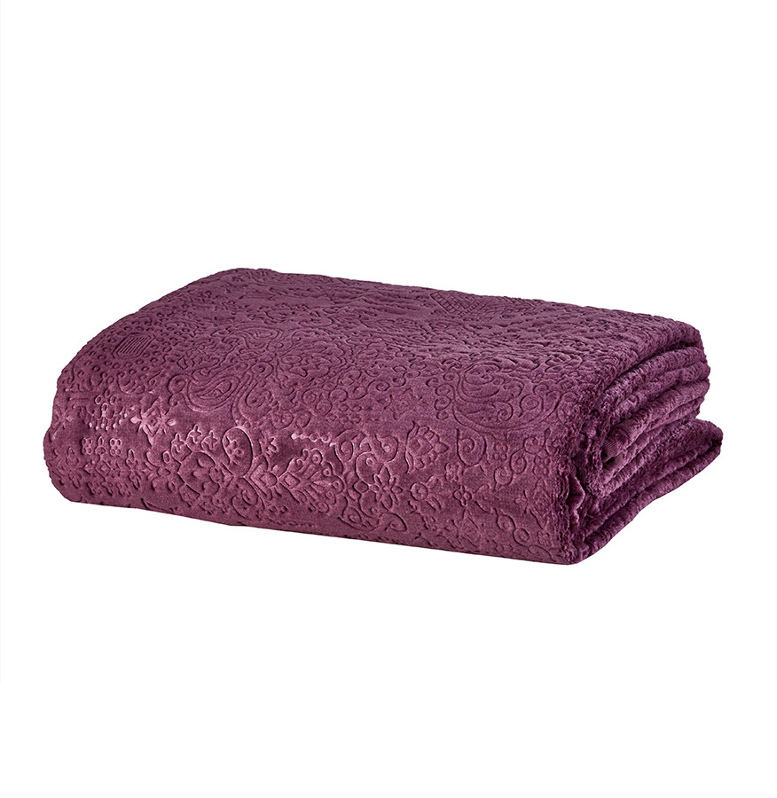 Karaca Home Rauqel Mürdüm Tek Kişilik Embosy Battaniye
