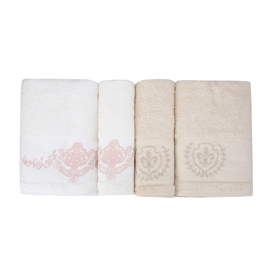 Karaca Home Desire Nakışlı Offwhite Pudra Bej Hamam Seti